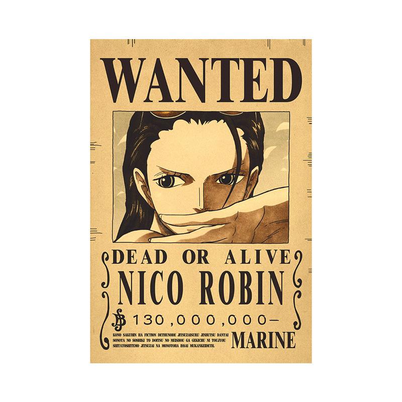 Anime One Piece Ruffy 3 Billion Bounty Wanted Poster Vier Kaiser Kid Actionfiguren Vintage Wanddekoration Poster Spielzeug Robin schwarz/braun