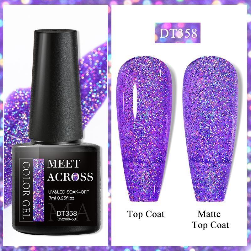 MEET ACROSS Glitzer-Gel-Nagellack, beliebter Nude-Rosa-Rot-Blau-Glitzer-Gel-Lack, buntes Gel für Starter-Maniküre, Nail-Art-Salon DT358