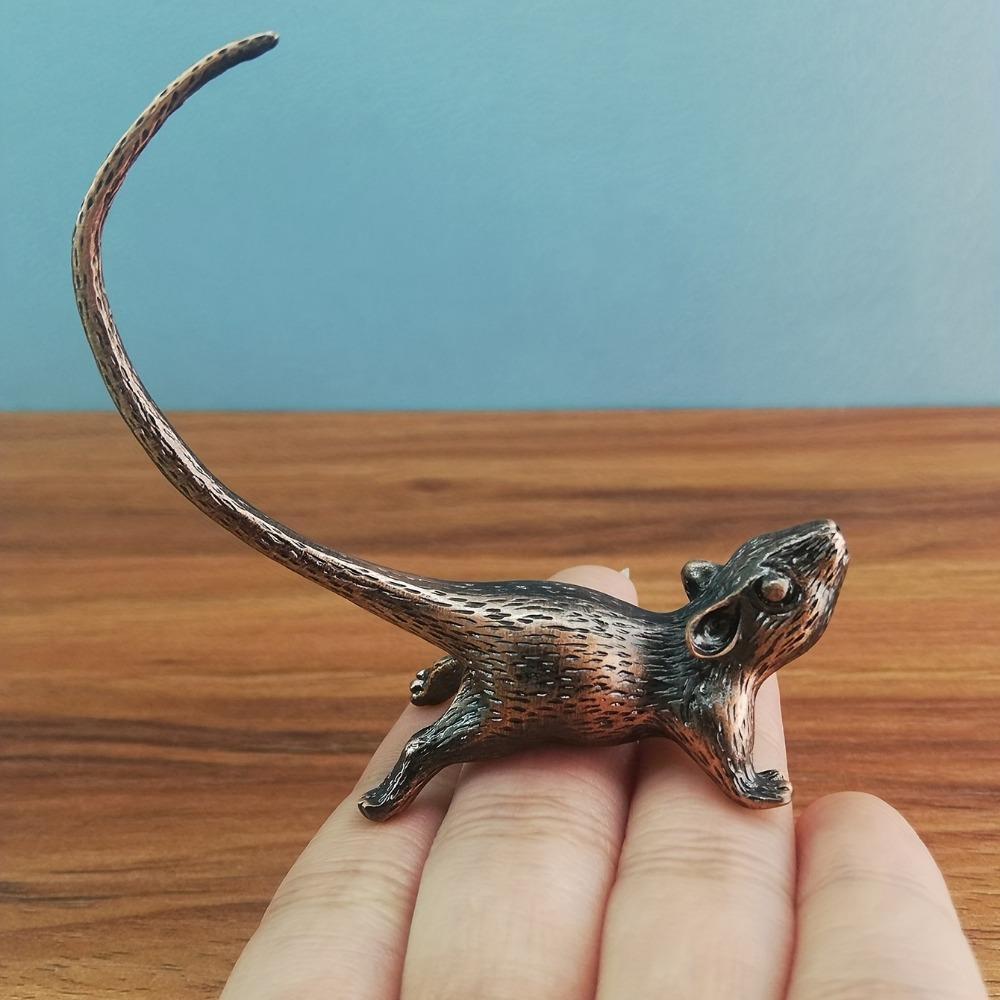 1 stück Glück Antike Lange Schwanz Ratte Maus Weihrauch Brenner Tisch Ornamente Büro Schreibtisch Dekore Metall Tier Sternzeichen Maus Figuren 1pcs