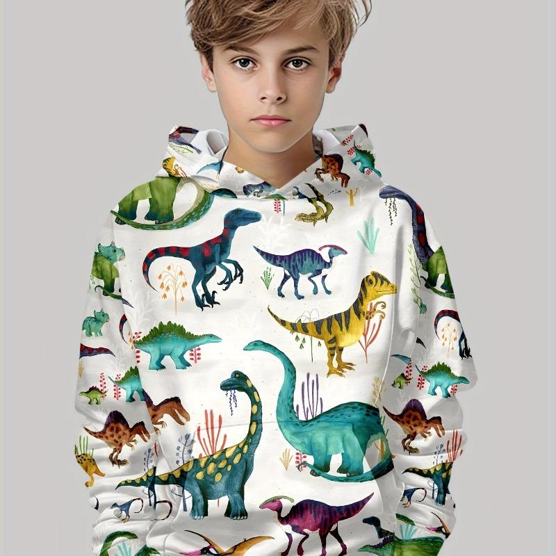 Kinderkleidung Jungen Hoodies Langarm 3D Dinosaurier Druck Kinder Frühling Herbst Kleidung Beiläufige Stilvolle Outdoor Jungen Kleidung Tops 140