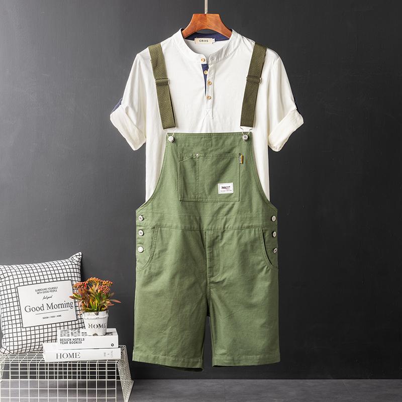 Herren Retro Latzhose Herren Sommer Locker Gerade Lässige Arbeitskleidung Shorts M armee grüne