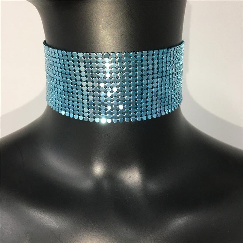 Mode Metall Pailletten Choker Halskette Schmuck Damen Statement Choker Hochzeits Halskette Schmuck Zubehör Für Ein Geschenk gray
