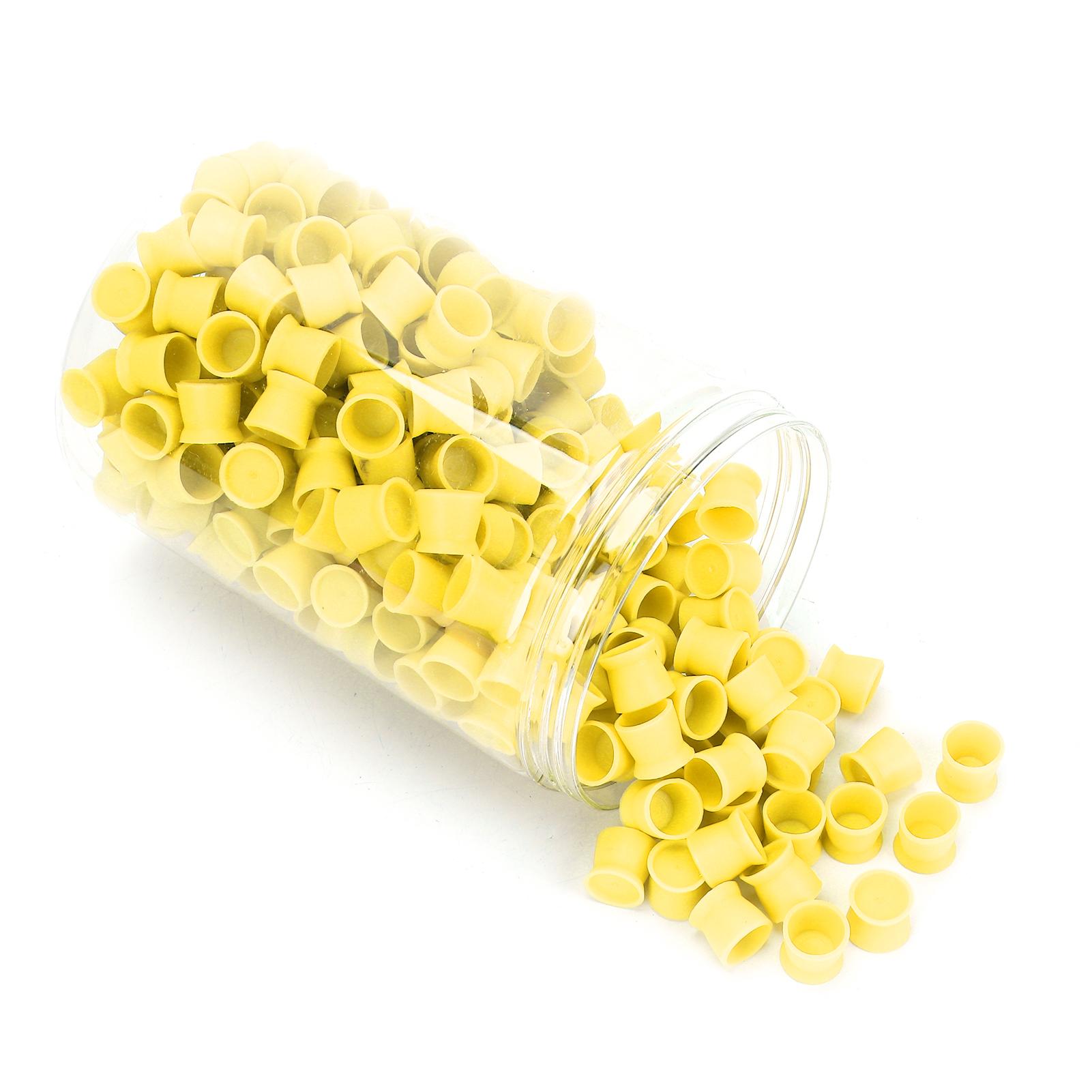 300 Stück Tattoo-Farbpigmentbecher Einweg-Silikon Augenbrauen Lippen Augen Tattoo PigmentbecherRot gelb