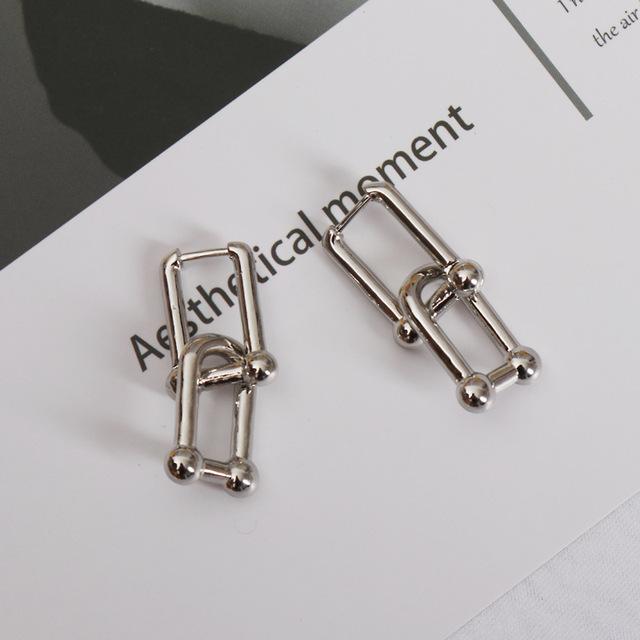 ANENJERY Damen-Modeschmuck, U-förmige Ohrringe, kreative Damen-Creolen, hochwertiger Schmuck, hypoallergen silber