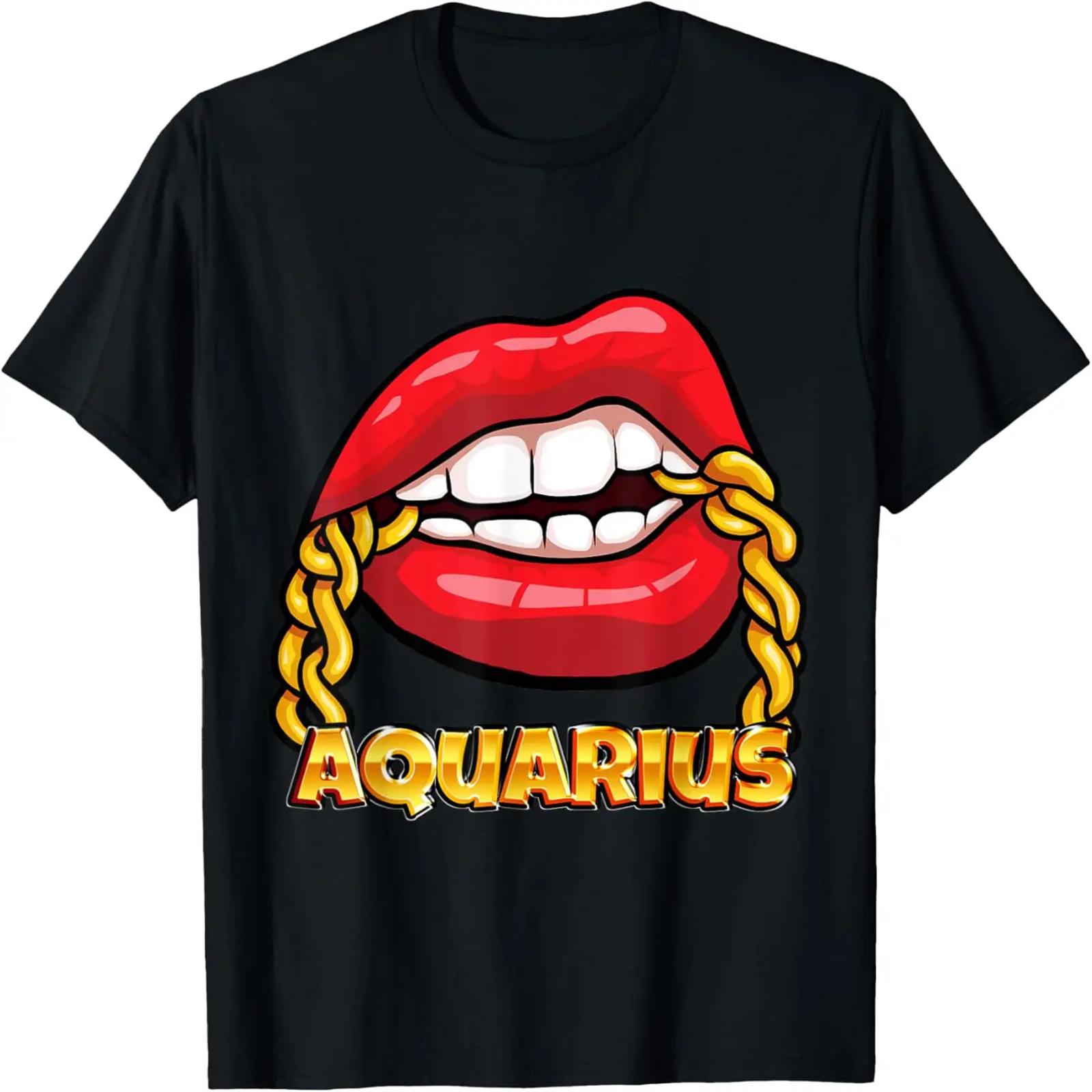 Saftige Lippen Goldkette Wassermann Sternzeichen T-Shirt XXXL schwarz