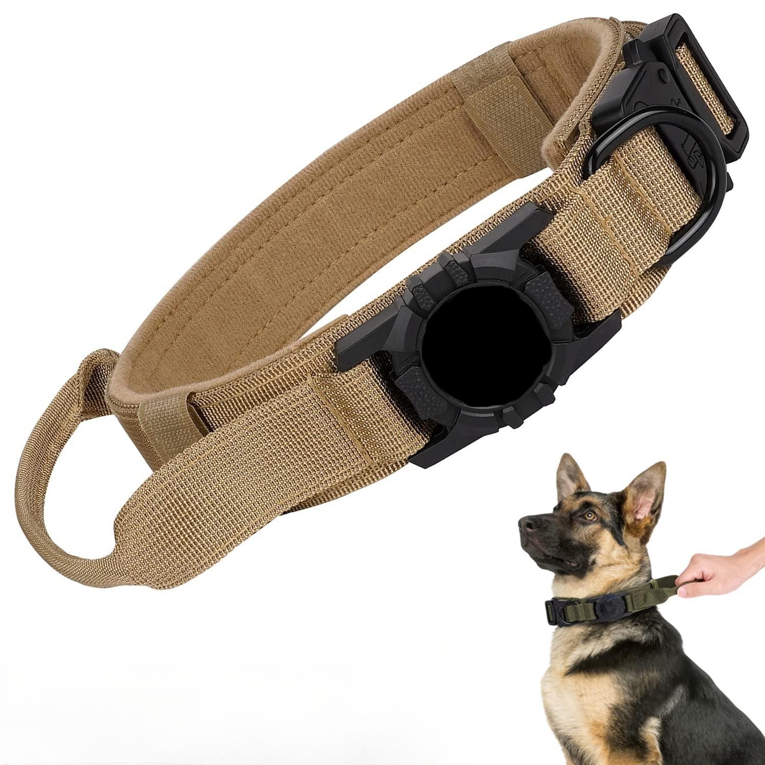 Verstellbarer Nylon-AirTag-Halter, Hundehalsband, Metallschnalle, taktisches Haustierhalsband, Hundezubehör, Anti-Last und sicheres Aufspüren von Haustierhunden XL
