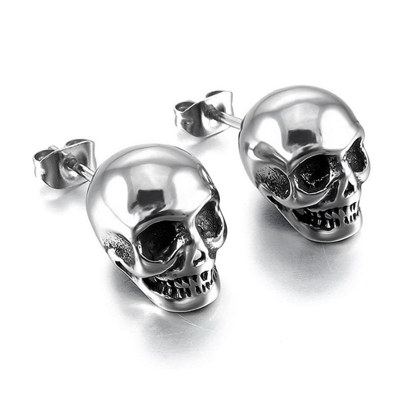 Punk Rock Totenkopf Ohrstecker für Herren Damen Edelstahl Mode Einfach Piercing Ohrring Klassische Persönlichkeit Schmuck Großhandel