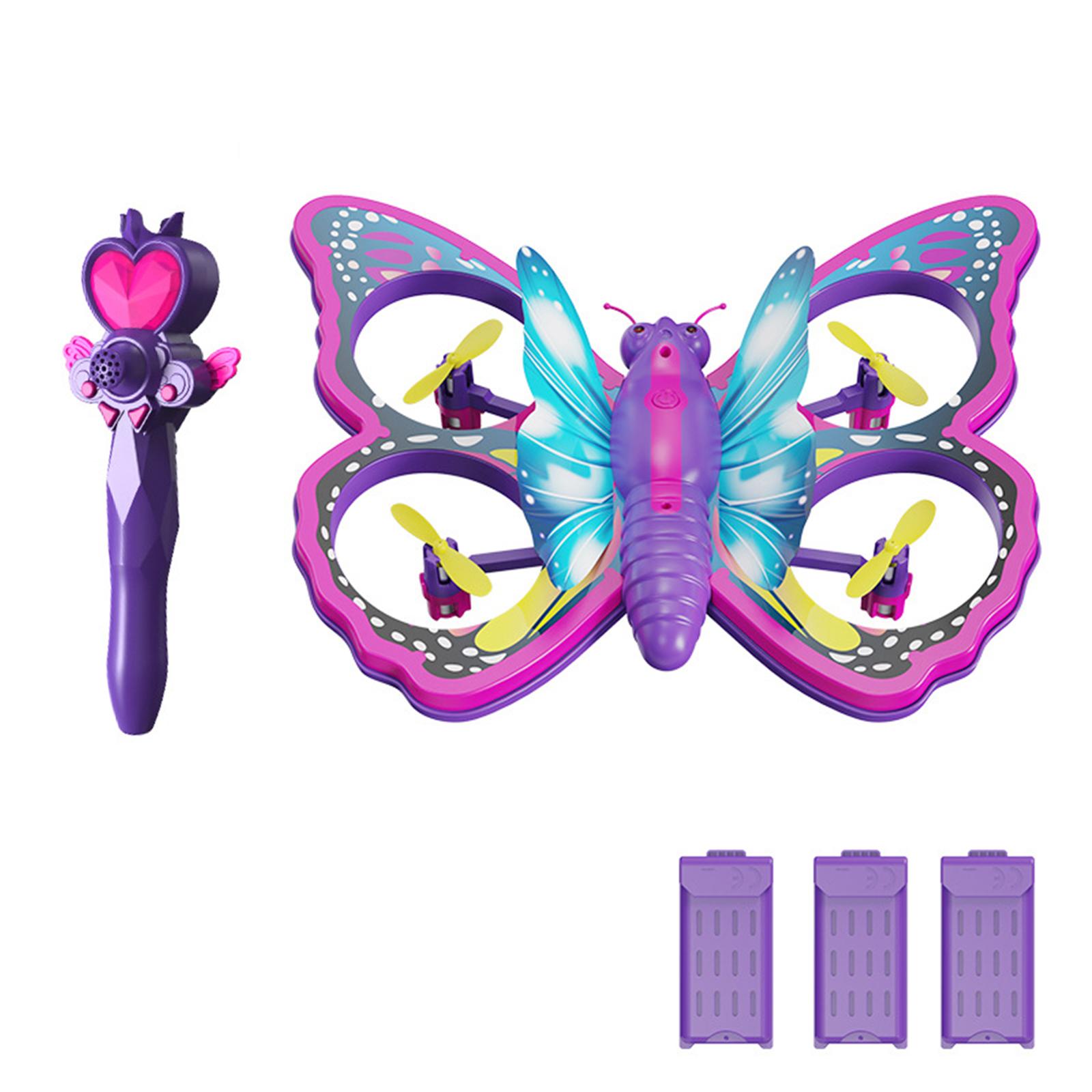 Mini-Drohne für Kinder und Anfänger, 2,4 GHz ferngesteuerte Spielzeugdrohne mit automatischem Schweben, LED-Licht, 3 Battery violett
