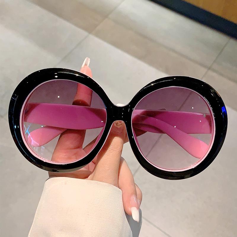 Extrem große runde Brille Gelee-Farbe für Damen und Herren Sonnen-Rosa Sonnenbrille Brille UV-Schutz 400 Vintage Punk Gradient Beliebte Brille
