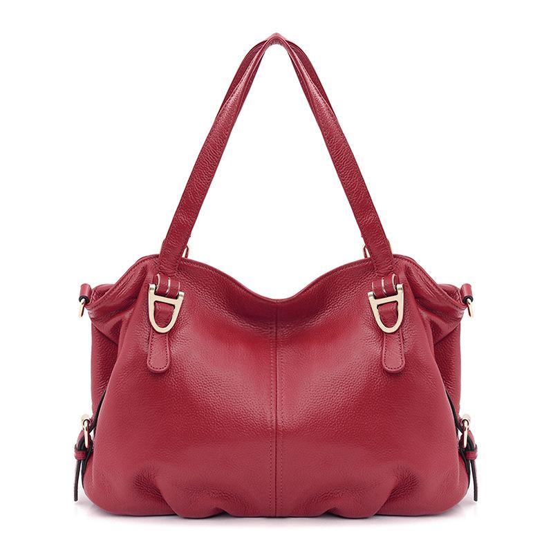 Frauen Echtes Leder Handtasche Designer Marke Schulter Handtasche Satchel Tote Umhängetasche Weiche Rindsleder Top-griff Taschen wein rot