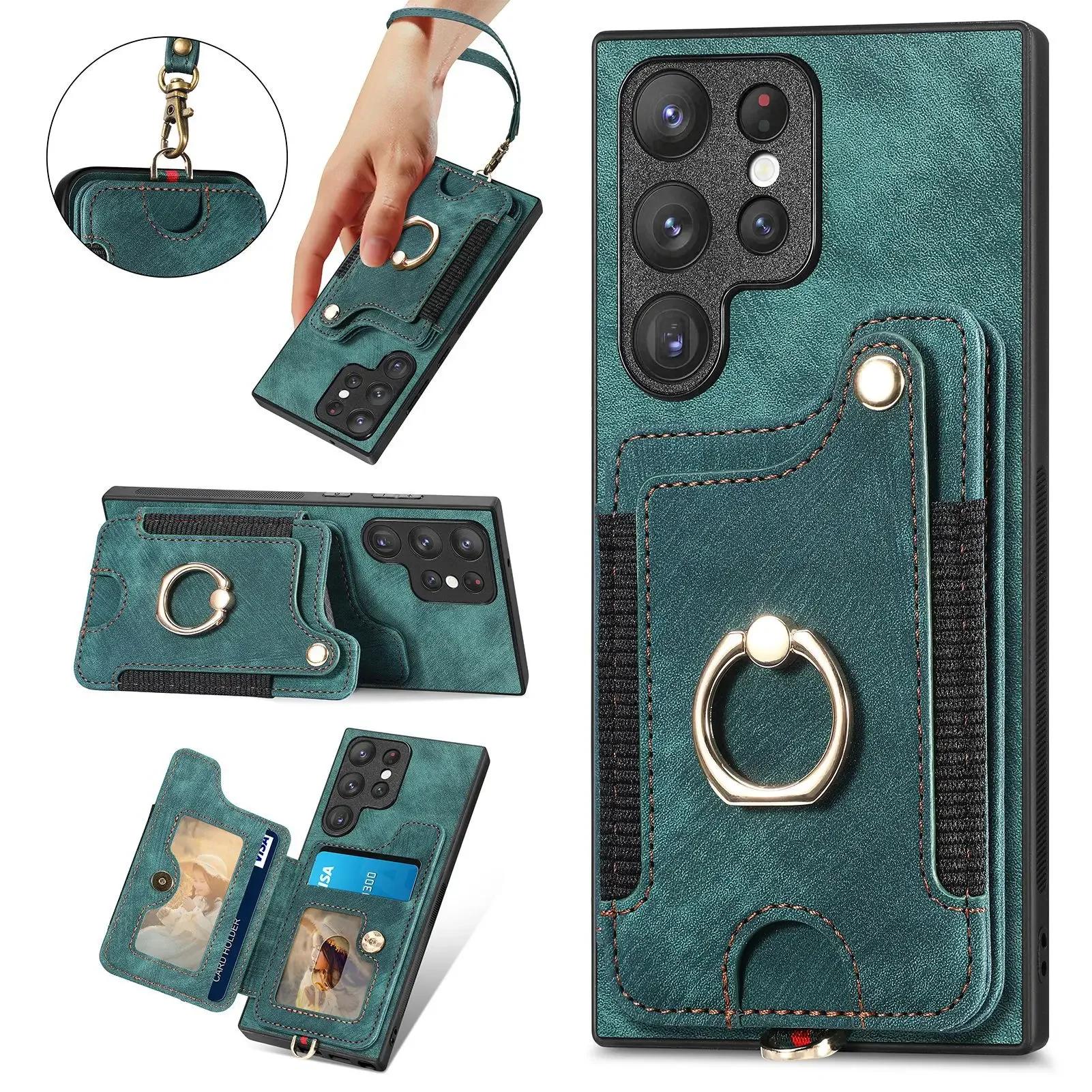 Ringhalter-Telefonhülle für Samsung Galaxy S23 S21 FE S25 S24 S22 Ultra Plus A16 A06 A36 A15 A54 A53 A34 Brieftaschenkartensteckplatzabdeckung Galaxy S24