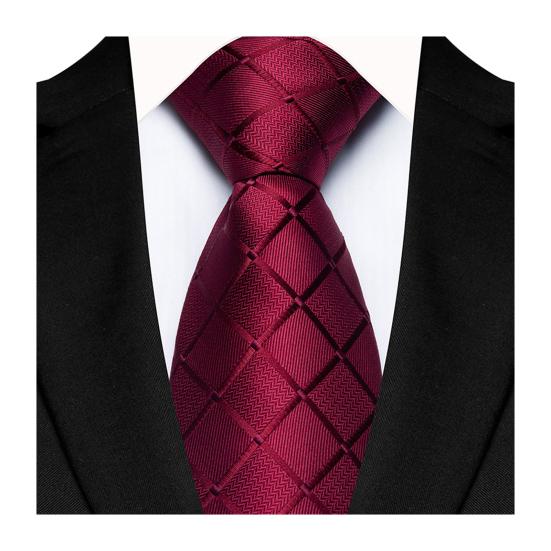 Business-Krawatte, quadratisch, geometrisches Design, einfarbig, glatter Satin, formelle Krawatte, legere Krawatte, Straßenveranstaltungen, Hochzeiten, Accessoires wein rot