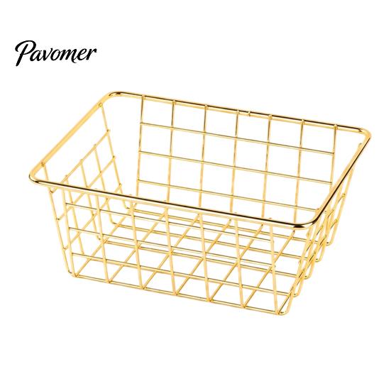 Goldene Schmiedeeisen Behälter Aufbewahrungskorb, Nordischer Stil Draht Organizer Korb, Große Dekorative Metallgitter Körbe Kapazitätsbehälter für die Küche S goldgelb