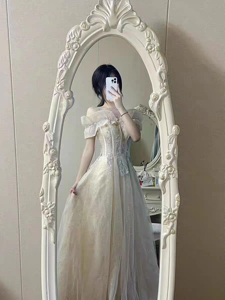 2025 Elegantes schulterfreies Abendkleid für Damen - Sommerlicher Feenstil für Bankette und Geburtstage Custom Non-Returnable