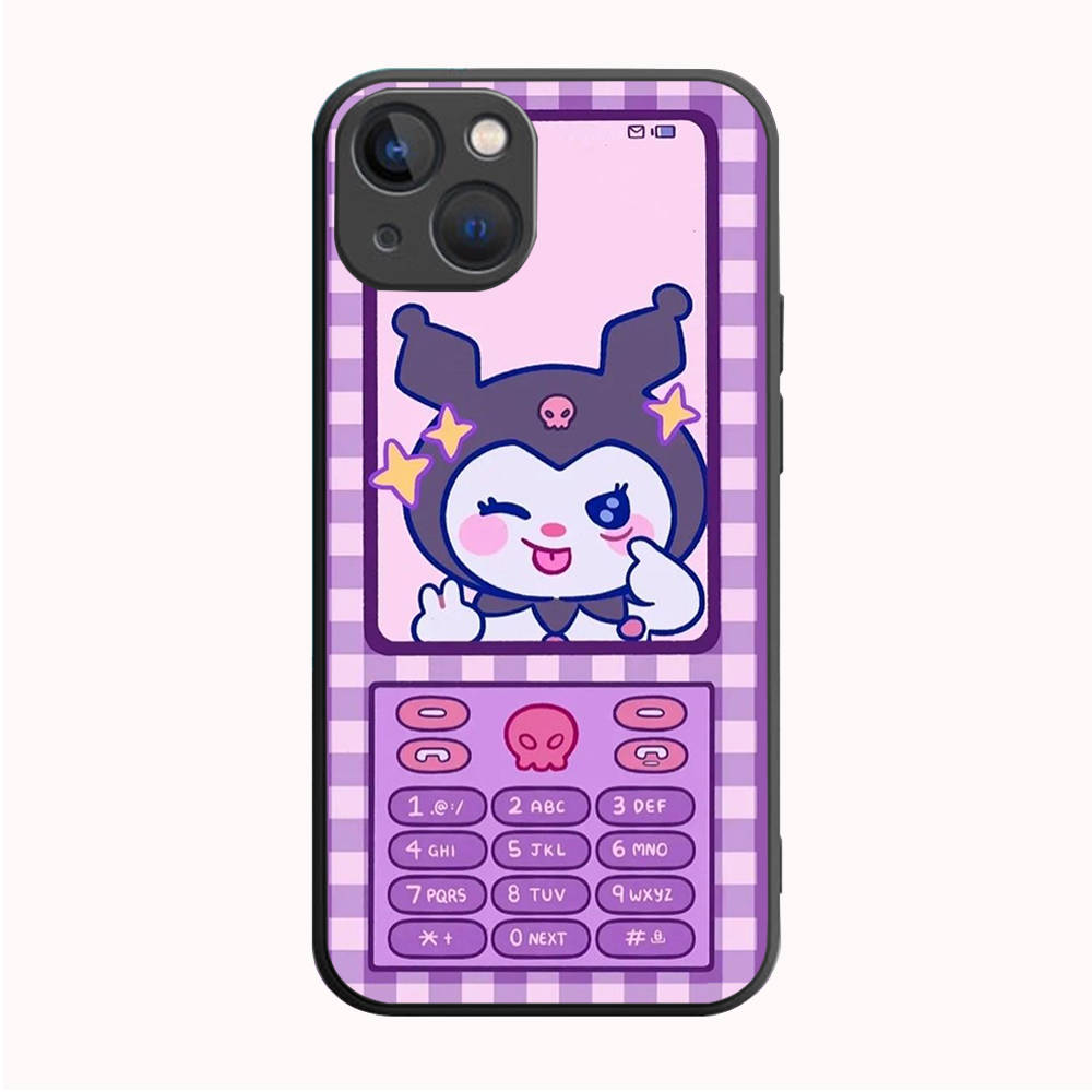 B-45 Kuromi Schwarze Hülle für Samsung S24 S23 S22 S21 S20 FE S10 Lite Ultra S7 S8 S9 Plus A05S A11 A12 A13 A15 A22 A24 A25 A32 A52 A71 5G Samsung A32 4G rehbraun