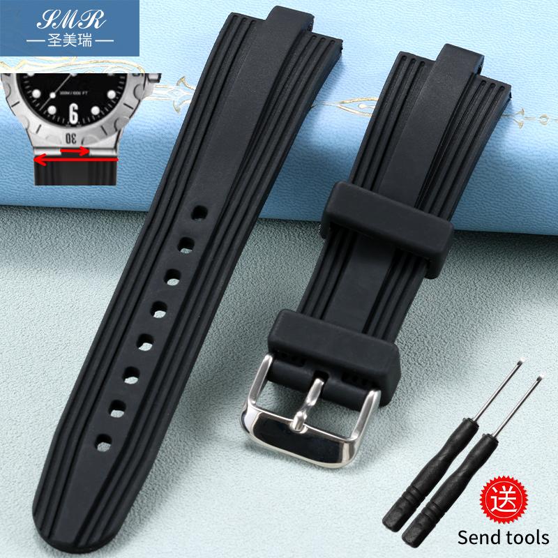 Ersatzarmband für Bulgari Diagono Uhren aus Kautschuk mit konvexer Schnittstelle, 24 mm × 8 mm, 22 mm × 8 mm, 22 mm × 7 mm, Herren- und Damenarmband 22x7mm gray
