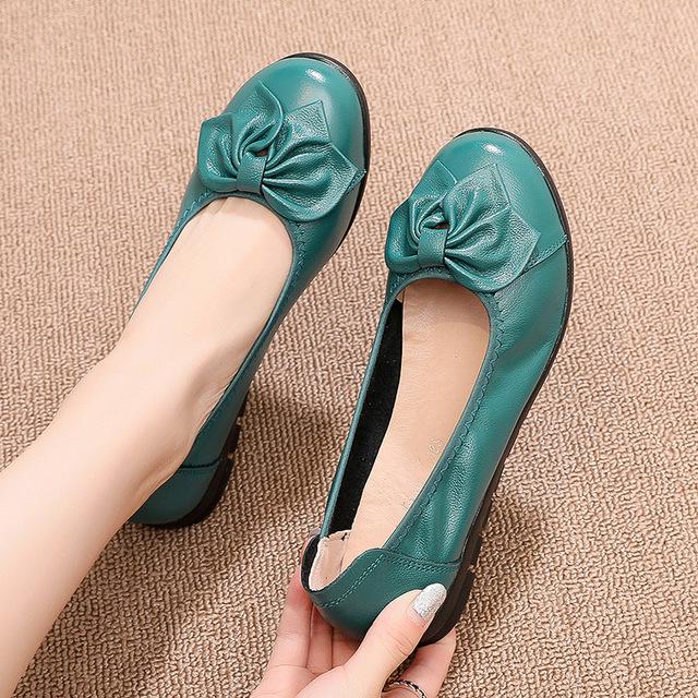 Echtes Leder Frau Loafer Frauen Wohnungen Weiche Flache Loafer Herbst Weibliche Slip Auf Schuhe Mode Dame Kuh Leder Wohnungen 39 grün