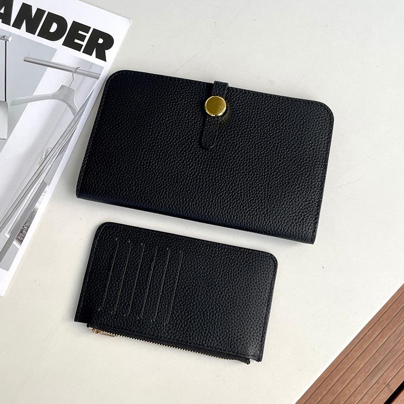 Echtes Leder Damen Geldbörsen Erste Schicht Rindsleder Clutch Tasche Hohe Kapazität Lange Geldbörse Mit Münzfach Telefon Hasp Clutches Gold schwarz