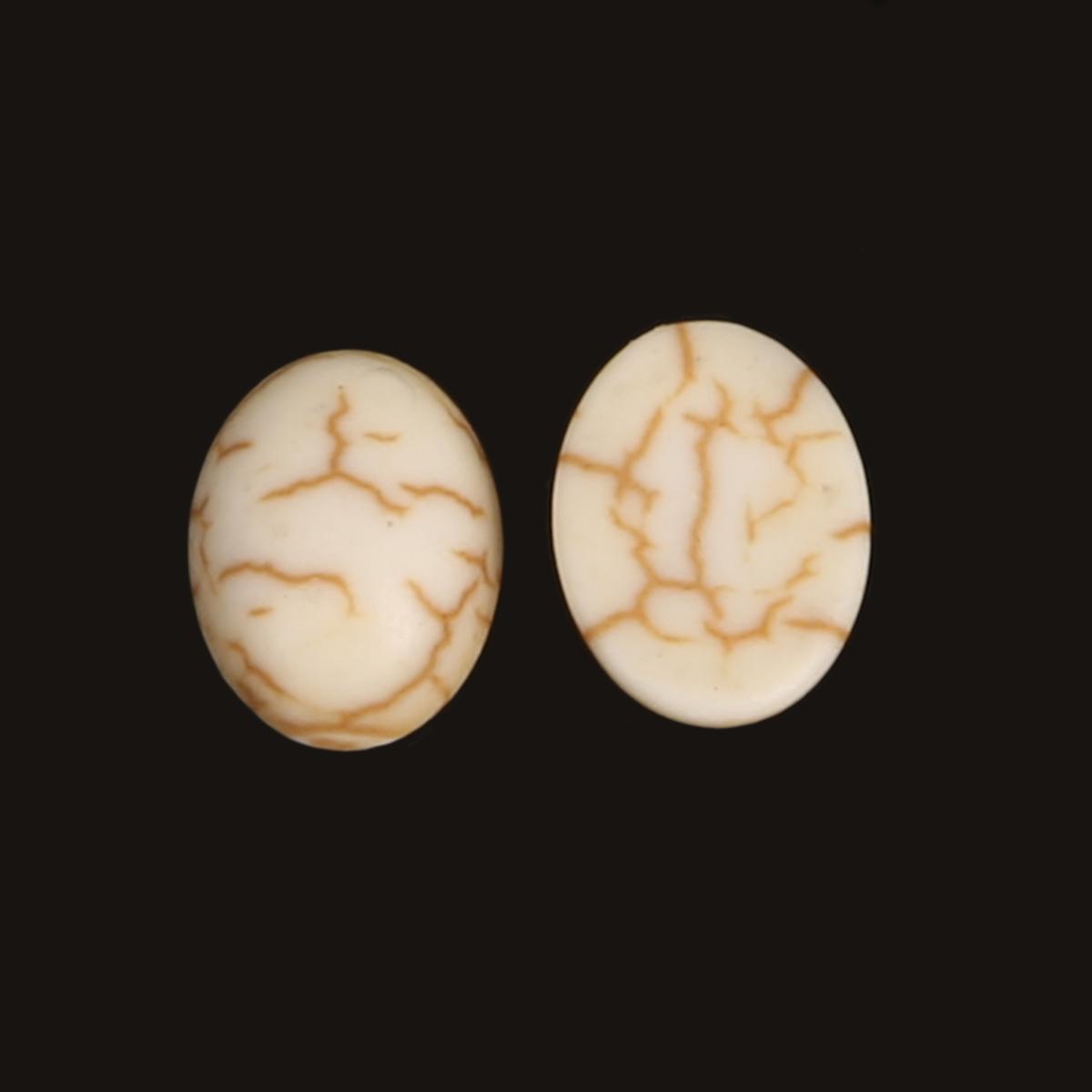 Türkise Perlen, Howlith-Stein, Cabochon-Perlen, halboval, flache Rückseite, Schmuckzubehör, passend für DIY-Ringe, Armbänder, Material 6x8mm 40pcs weiß