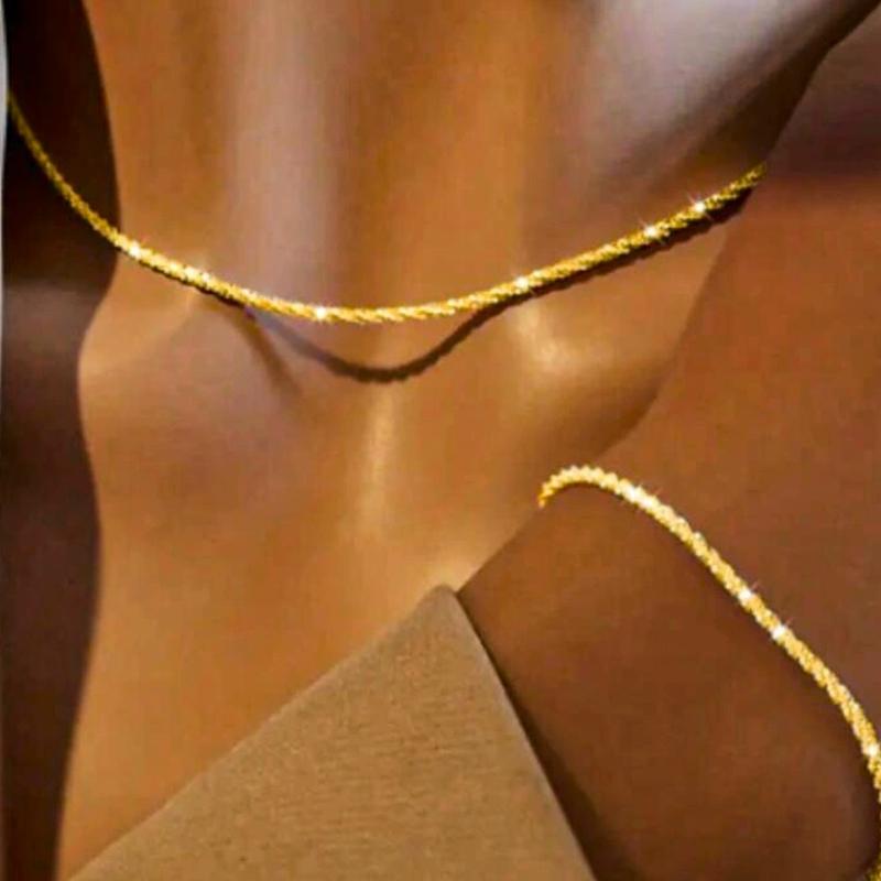 17KM 2-teiliges Set, glänzende, funkelnde Schlüsselbeinkette, Halskette und Armband, Schmuck-Sets für Frauen, minimalistisches Hochzeits-Party-Schmuck-Zubehör