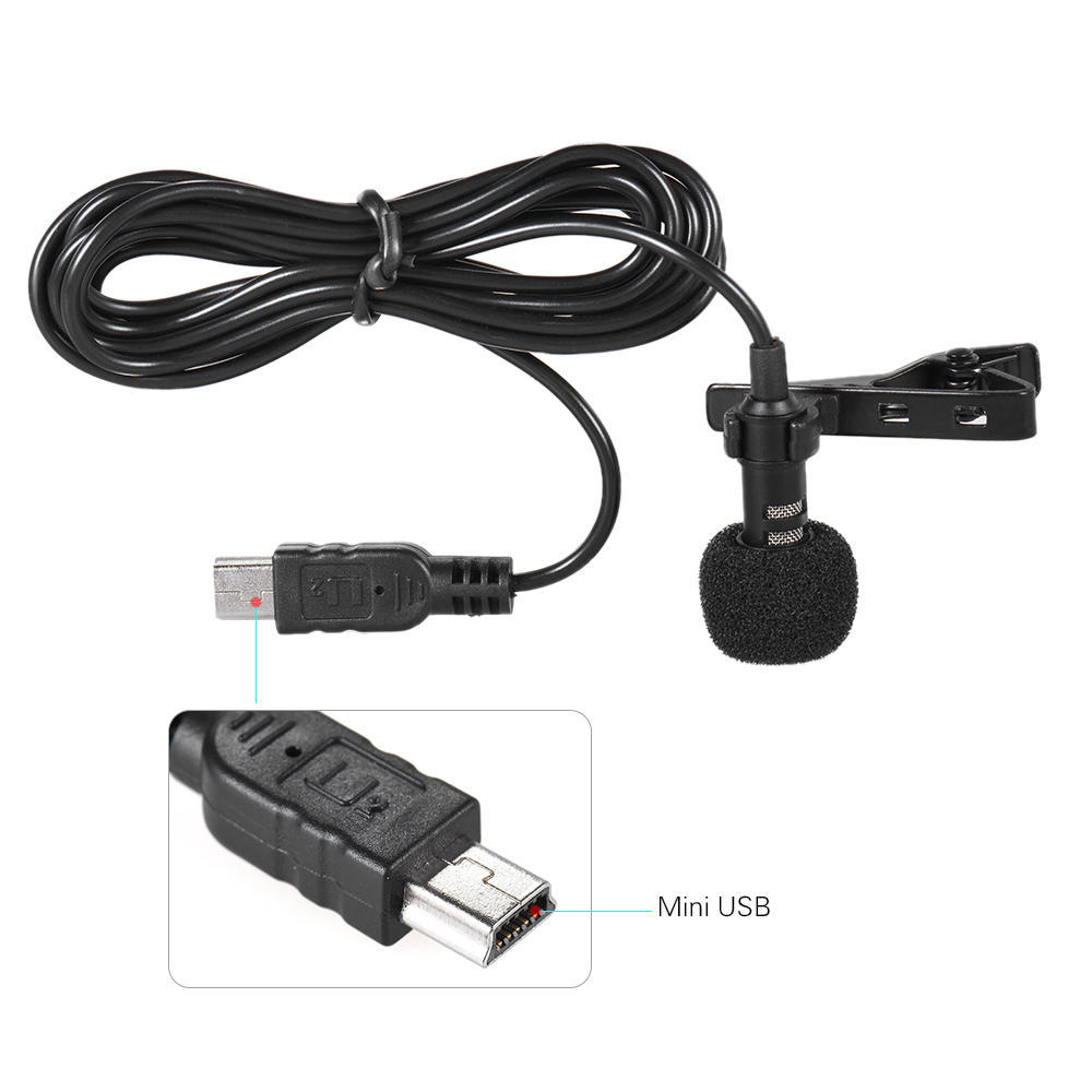 150cm Mini USB Sender Empfänger Lavalier Revers Clip Mikrofon Mikrofon