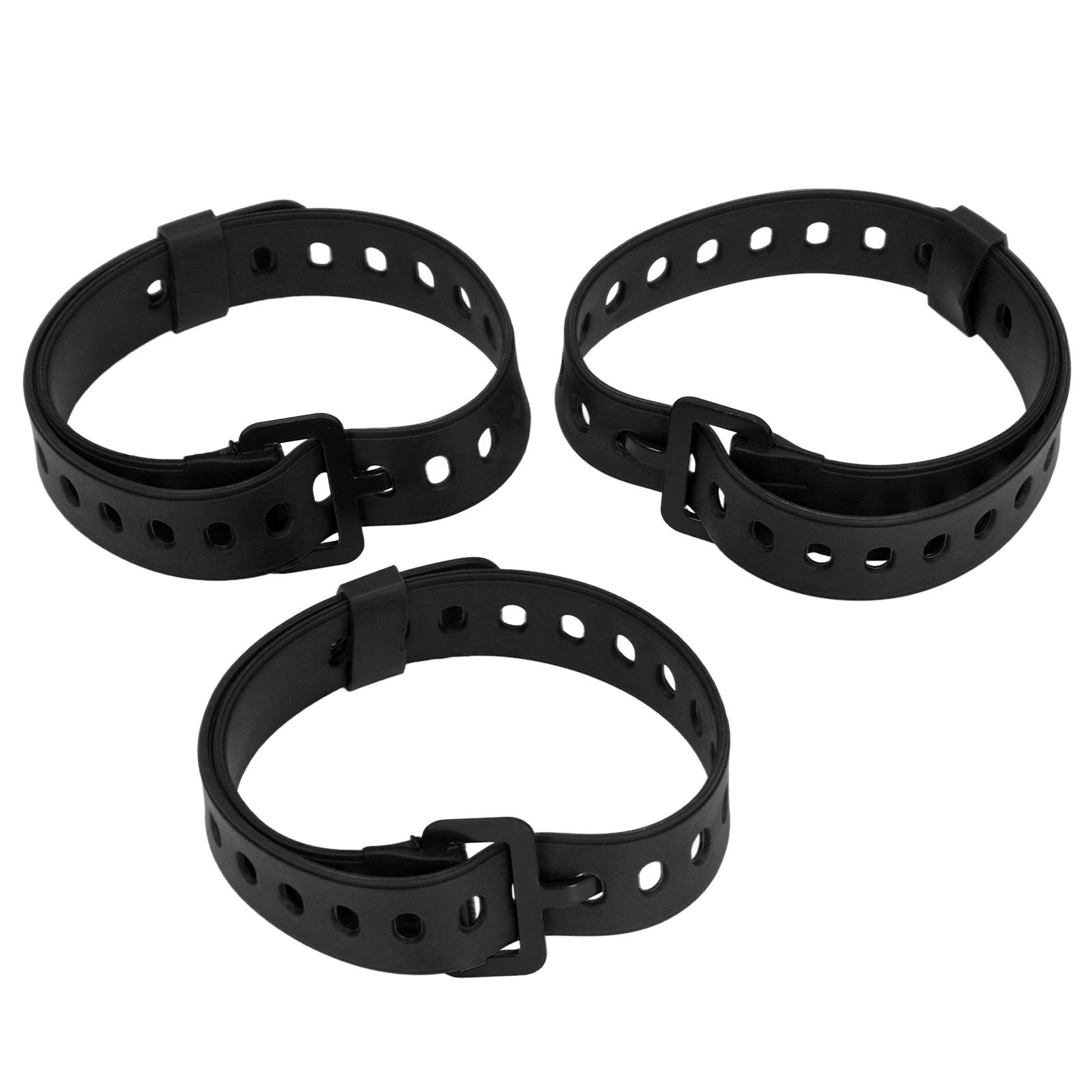 3 Stück Mehrzweckgurte mit Schnalle Organisieren Kabel Gummi-Spannbänder für Angelruten Campingausrüstung schwarz