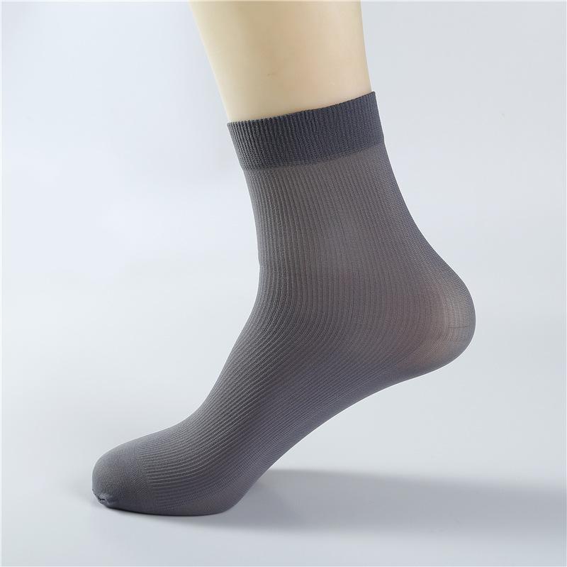 10/20 Paar atmungsaktive Socken für Herren, Sommer, ultradünne Streifen, Eisseide, kühle Socken, antibakterielle Business-Männer-Socken aus Bambusfaser 10Pairs schiefer grau