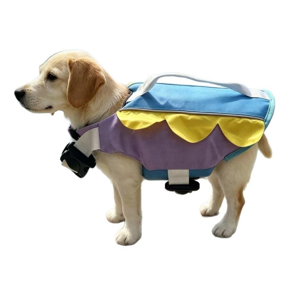 Verbesserte Schwimmfähigkeit Hundeschwimmweste Anti-Erstickung Atmungsaktiv Haustier Schwimmweste Verstellbar Mit Griff Hund Schwimmweste Für Hunde Katzen (Purple,M) violett