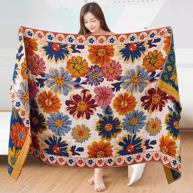 1 saugfähiges, schnell trocknendes Badetuch für Badezimmer und Strand, Jacquard-Badetuch aus reiner Baumwolle, großes, weiches Handtuch, 80 x 160 cm, Blumenmuster in verschiedenen Stilen 80cm×160cm