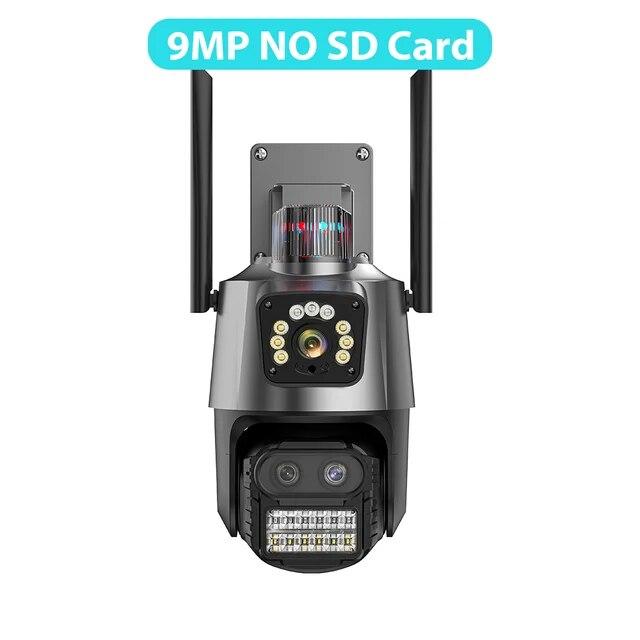 2026 Neue Outdoor EU PTZ-Kamera 9MP 4K HD 8x Hybrid-Zoom Drei Linsen Dual-Bildschirm Wifi IP-Kamera 4MP Polizei-Licht-Alarm CCTV-Überwachung ICSee 9MP NO SD Card