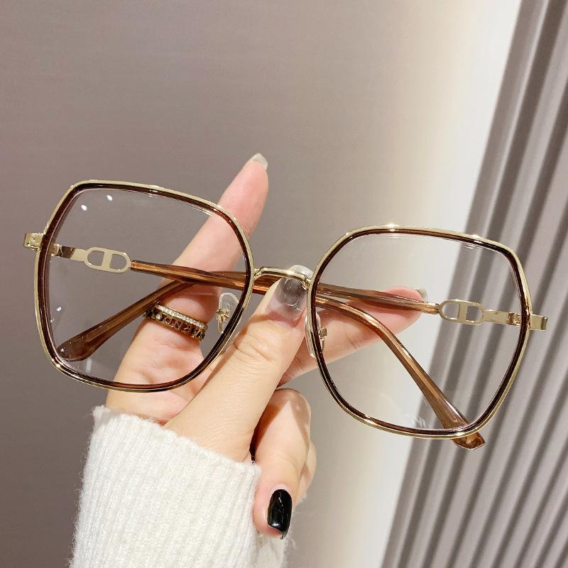 Vintage Quadratischer Metall-Glitzer-Rahmen Lesebrille Damen Übergröße Optisch Blaulichtfilter Korrekturbrille 0 white
