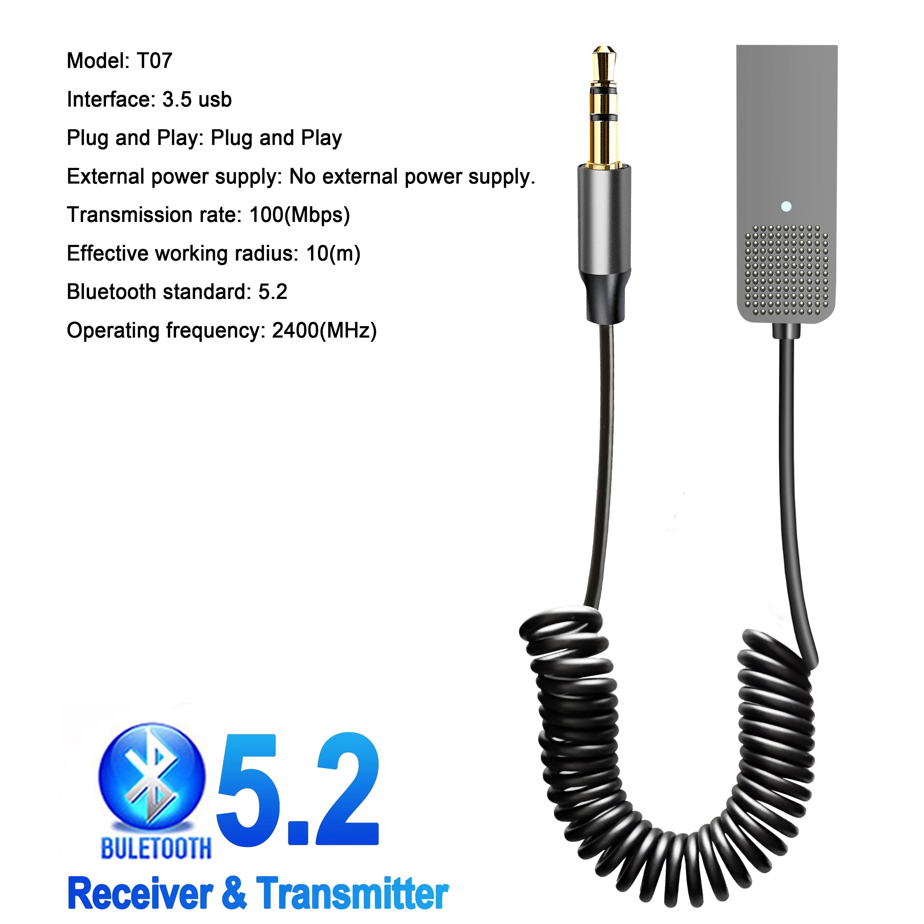 Aux Bluetooth 5.2 Adapter Wireless Audio Receiver USB auf 3,5 mm Klinke Freisprecheinrichtung Auto BT Empfänger Sender Auto Lautsprecher Musik Player