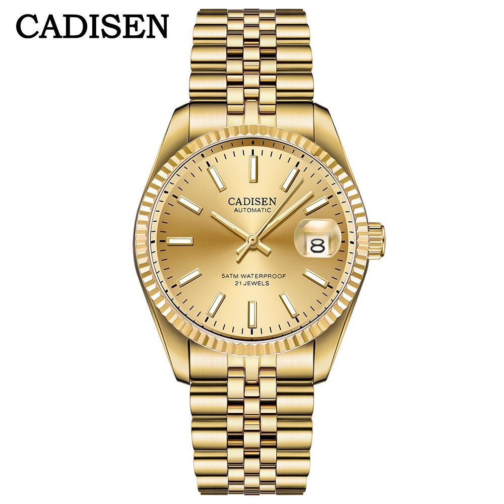 CADISEN C8053 Neue TOP Marke Luxus herren Uhr Mit Box 5ATM Wasserdicht 21 JUWELEN Automatische männer Mechanische Uhren gold