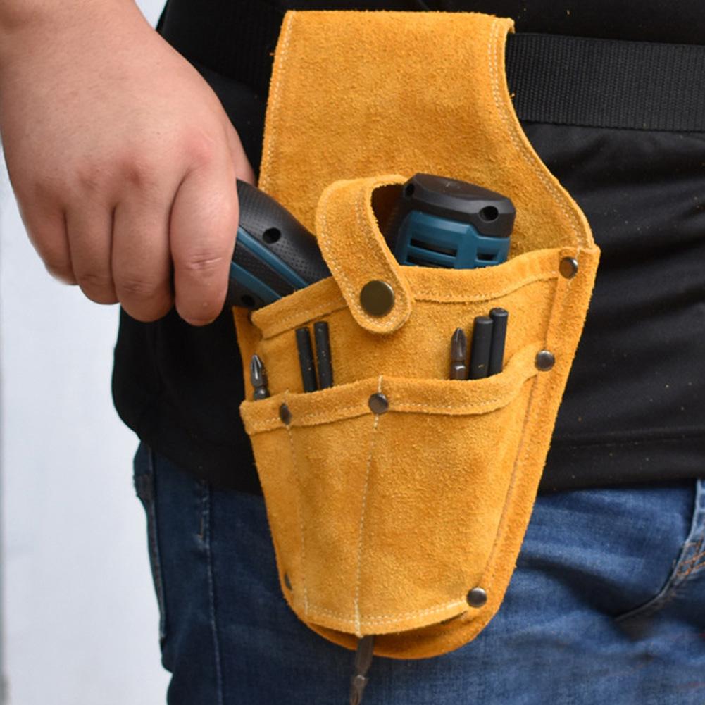 Elektrowerkzeug Hüfttasche Tragbar Multifunktional Gelb Rindsleder Aufbewahrung Werkzeugsatz