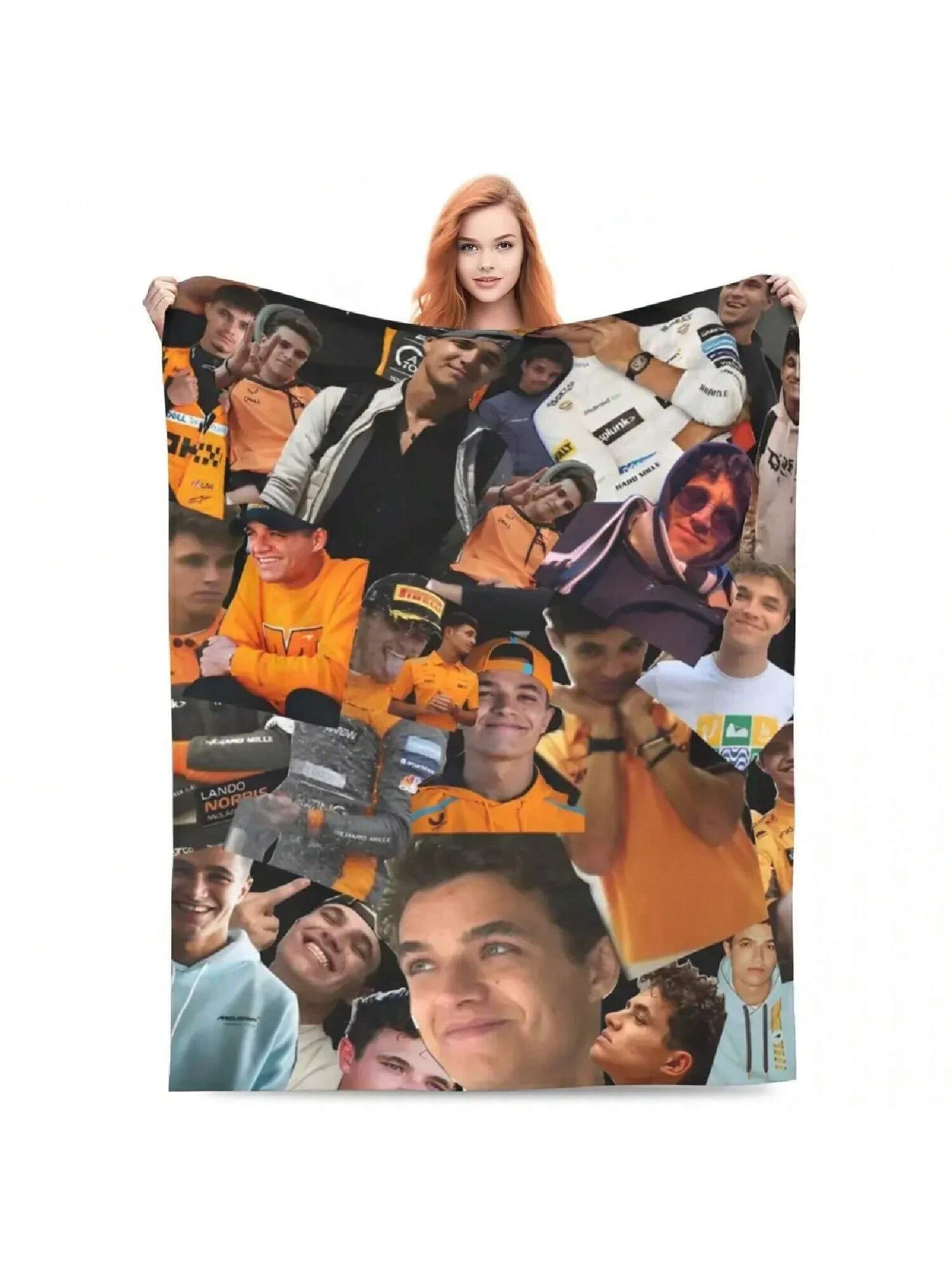 Landos Norris Collage Decken Flanell Sommer Tragbare Leichte Überwürfe Für Bettwäsche Reise Kleine Decken 100X130CM graue