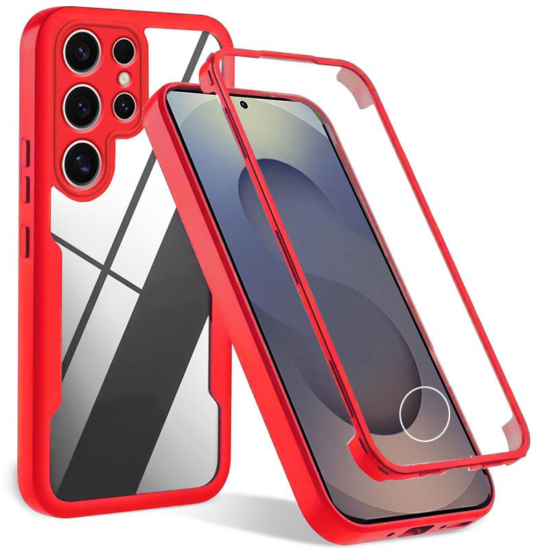 Bildschirmschutzhülle Für Samsung Galaxy S25 EDGE S24 S23 S22 S21 Ultra Plus Ganzkörperhüllen Für Samsung S24 S23 S21 FE Abdeckung Galaxy S21 rot