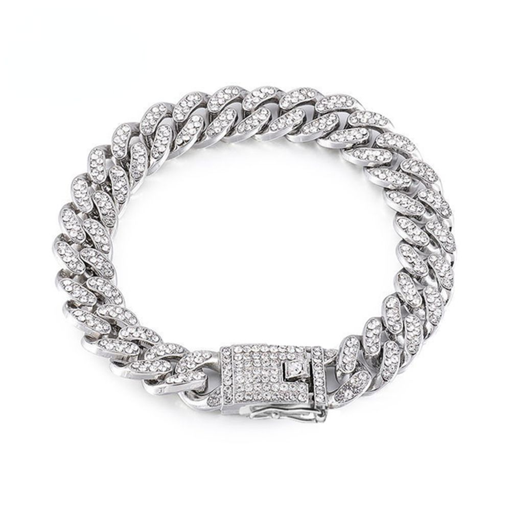 Heimtierbedarf Kampfhalskette Hundezubehör Metall Hundeschmuck Halskette Halsband Haustierkette 23cm silber