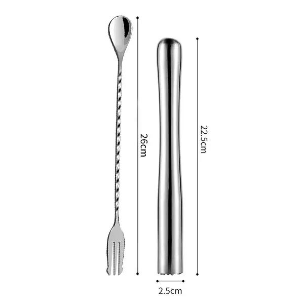 8 Zoll 11 Zoll Edelstahl Cocktail-Stößel und Rührlöffel Eisbrecher Cocktail-Stößel Getränke Home Bar Supplies gray