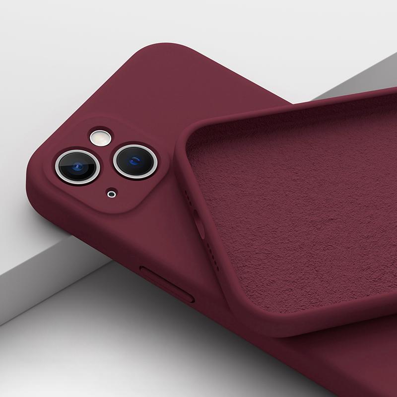 Für iPhone 7 6 6S 8 Plus Luxus Flüssigsilikon Soft Cover für iPhone 16 14 11 12 Pro X XR XS Max 13 Mini Pro 15 Max Stoßfeste Telefonhülle iPhone 14 Pro Max wein rot