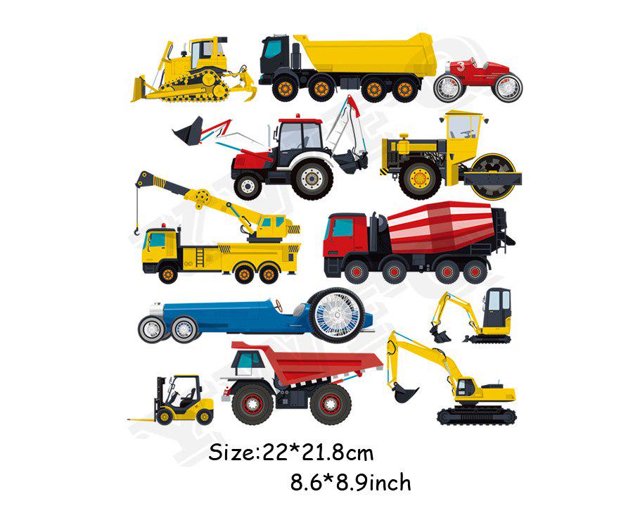 DIY Wärmeübertragung Aufbügelflicken Niedliche Cartoon-Autos Set Patch Für Kinder Kleidung T-Shirt Kleider