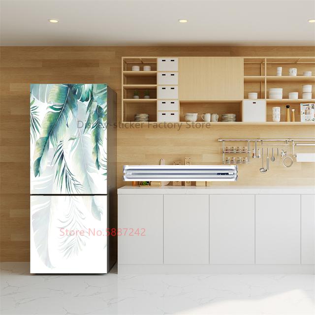 Küche Kühlschrank Aufkleber Vinyl Kühlschrank Tapete Vollständige Abdeckungen Selbstklebende Lotus Blume Wandbild Gefrierschrank Film Dekor Poster Aufkleber 60x180cm(1pcs)