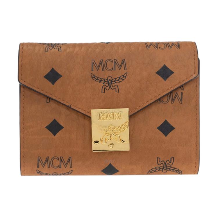 MCM Tracy Kurzes Leder Portemonnaie Damen Portemonnaie Braun Cognac MYSAAPA02CO001 Basic Set (Bag+Dust Bag)