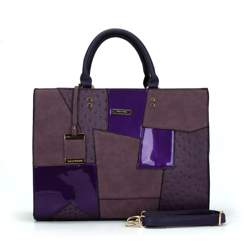 Modische One-Shoulder-Handtaschen für Damen, trendige Handtaschen aus Leder mit Pu-Nähten dunkelblaue