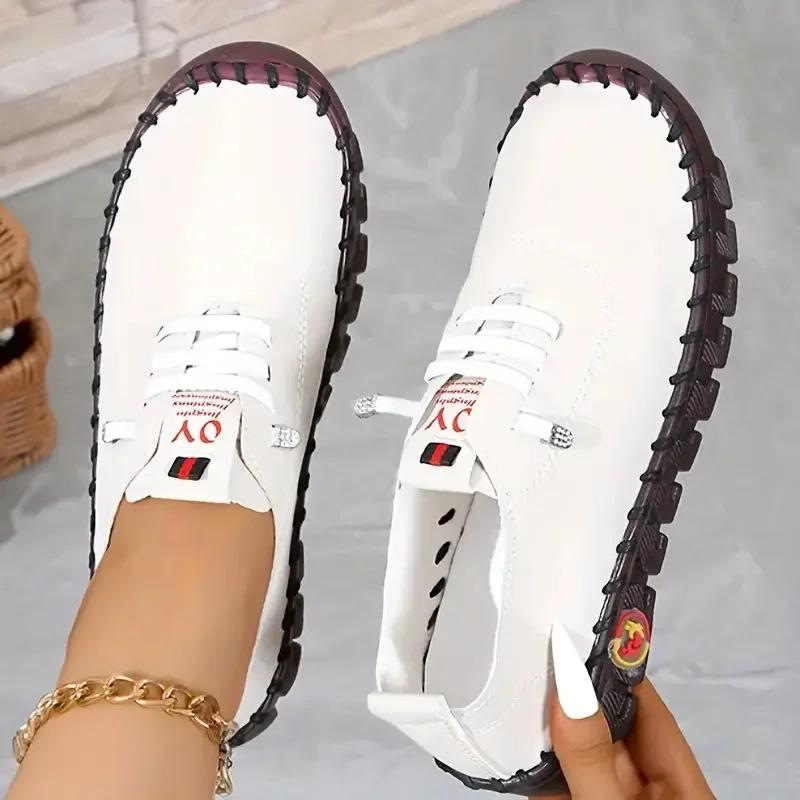 Damen Casual Sneakers 2025 Neue Frühlings- und Sommerschuhe mit weichen Sohlen und atmungsaktiven Slippern im Retro-Stil in Übergröße 36-43 Einzelschuhe für Damen 43 weiß