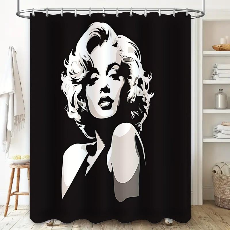 Eleganter Schwarz-Weiß-Duschvorhang Perfekt für Moderne Wohnkultur mit Sinn für Design Wasserdicht Langlebig Aufwerten des Raumes 140X200cm(55x78in)
