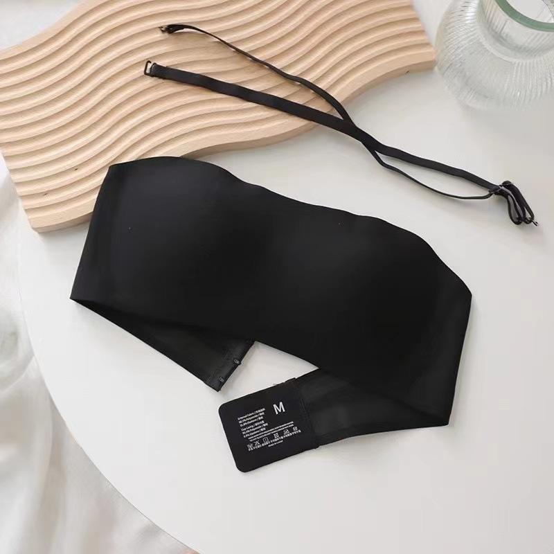 Sexy Nahtloser Tube-Top-BH Unsichtbarer trägerloser BH Damenunterwäsche dünner rutschfester Push-Up-Bralette Drahtlose Damenunterwäsche XL schwarz