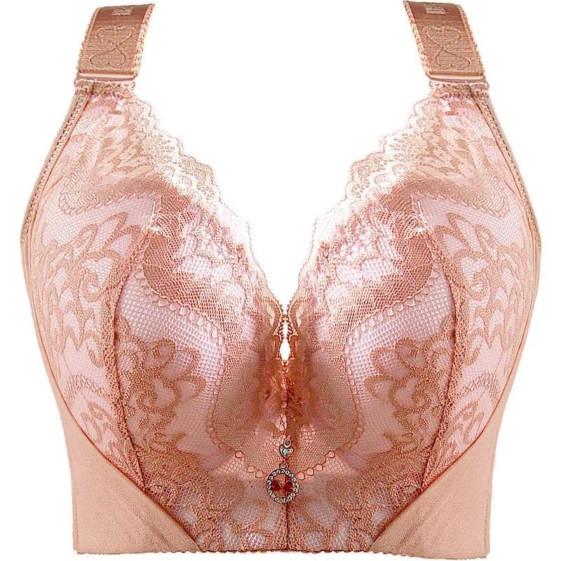 Plus Größe Sexy Push-Up Bh 34-46 CD Tasse Stickerei Spitze Bhs Frauen Versammelt Bralette für Große Brust büstenhalter Weibliche Dessous Top 40/90C rosa