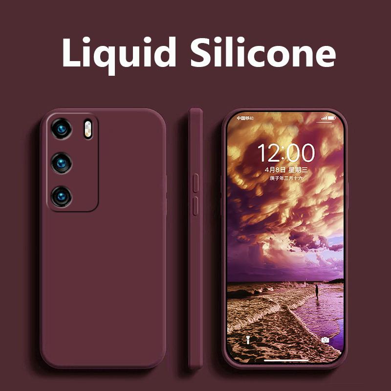 Luxus-Softcover aus flüssigem Silikon für Huawei P40 LITE P30 PRO P20 MATE 20 LITE 30 NOVA 3 3I 5T 9 SE 8 8I Y70 PLUS Y90 Quadratische Vollschutzhülle Huawei P Smart Plus 2019 wein rot