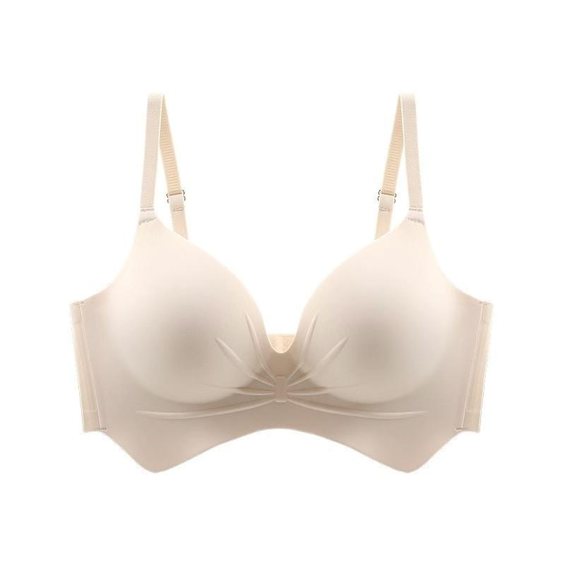 Push-Up-BH, sexy BHs für Damen, tiefes V-Bralette, gepolsterter Büstenhalter, nahtlos, dicke Körbchen-BHs 34A/B beige