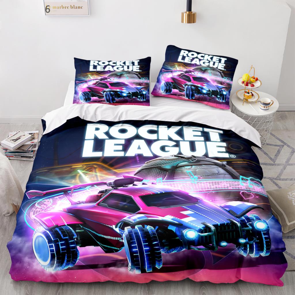 Rocket League Bettwäsche-Set Tagesdecke Einzelbett Twin Full Queen King Size Auto Rocket League Bett-Set Kinderzimmer Bettbezug EU Single(135*200cm)3pcs